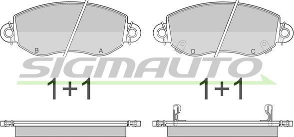 SIGMAUTO SPA887 - Комплект спирачно феродо, дискови спирачки vvparts.bg