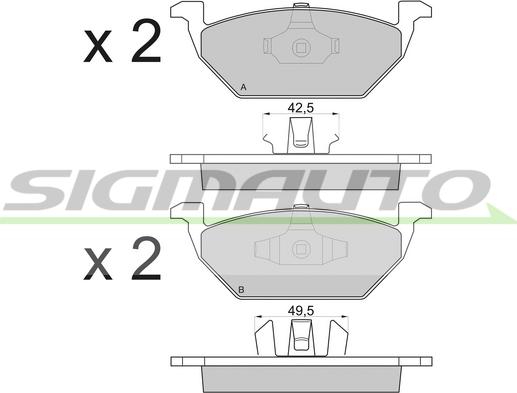 SIGMAUTO SPA835 - Комплект спирачно феродо, дискови спирачки vvparts.bg