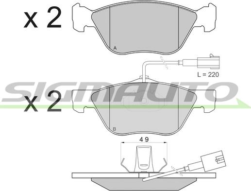 SIGMAUTO SPA838 - Комплект спирачно феродо, дискови спирачки vvparts.bg