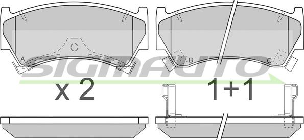 SIGMAUTO SPA826 - Комплект спирачно феродо, дискови спирачки vvparts.bg