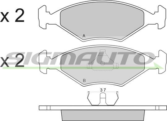 SIGMAUTO SPA822 - Комплект спирачно феродо, дискови спирачки vvparts.bg