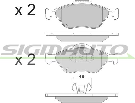 SIGMAUTO SPA872 - Комплект спирачно феродо, дискови спирачки vvparts.bg