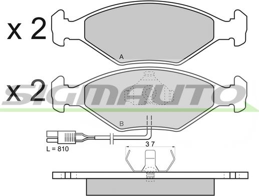 SIGMAUTO SPA343 - Комплект спирачно феродо, дискови спирачки vvparts.bg