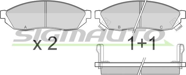 SIGMAUTO SPA290 - Комплект спирачно феродо, дискови спирачки vvparts.bg