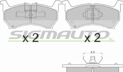 SIGMAUTO SPA253 - Комплект спирачно феродо, дискови спирачки vvparts.bg