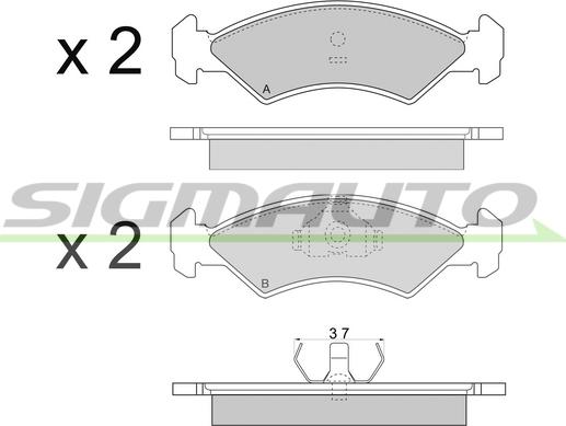 SIGMAUTO SPA263 - Комплект спирачно феродо, дискови спирачки vvparts.bg