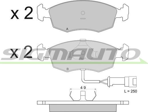 SIGMAUTO SPA282 - Комплект спирачно феродо, дискови спирачки vvparts.bg