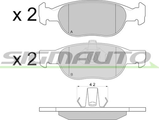 SIGMAUTO SPA770 - Комплект спирачно феродо, дискови спирачки vvparts.bg