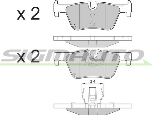 SIGMAUTO SPB494 - Комплект спирачно феродо, дискови спирачки vvparts.bg