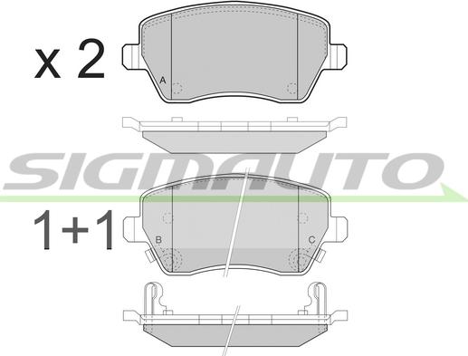SIGMAUTO SPB495 - Комплект спирачно феродо, дискови спирачки vvparts.bg