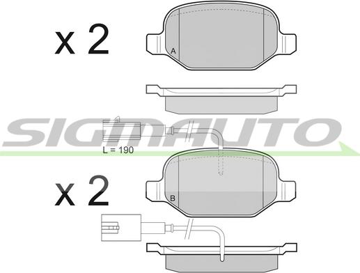 SIGMAUTO SPB490 - Комплект спирачно феродо, дискови спирачки vvparts.bg