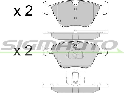 SIGMAUTO SPB447 - Комплект спирачно феродо, дискови спирачки vvparts.bg