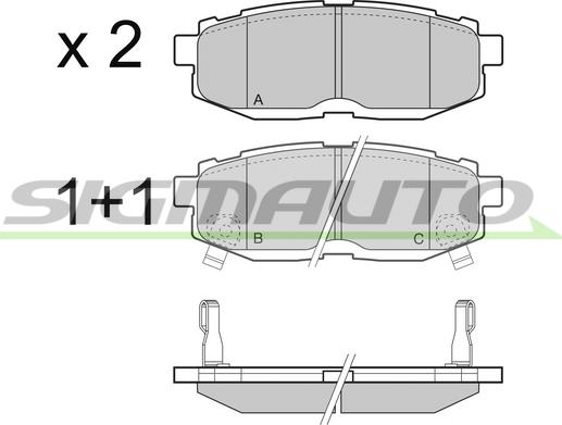 SIGMAUTO SPB408 - Комплект спирачно феродо, дискови спирачки vvparts.bg