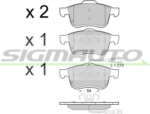 SIGMAUTO SPB413 - Комплект спирачно феродо, дискови спирачки vvparts.bg