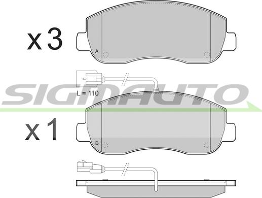 SIGMAUTO SPB439 - Комплект спирачно феродо, дискови спирачки vvparts.bg