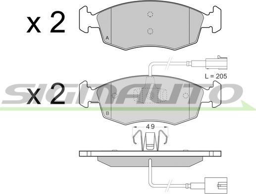 SIGMAUTO SPB433 - Комплект спирачно феродо, дискови спирачки vvparts.bg