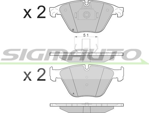 SIGMAUTO SPB500 - Комплект спирачно феродо, дискови спирачки vvparts.bg