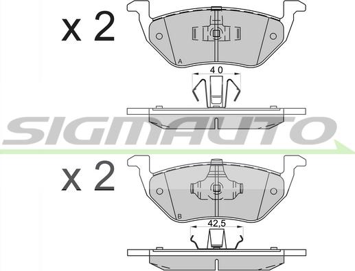 SIGMAUTO SPB587 - Комплект спирачно феродо, дискови спирачки vvparts.bg