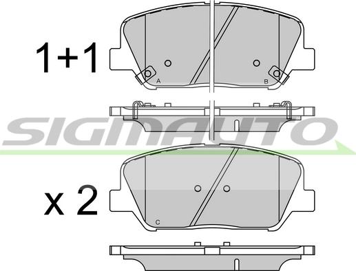 SIGMAUTO SPB530 - Комплект спирачно феродо, дискови спирачки vvparts.bg