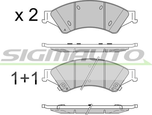 SIGMAUTO SPB527 - Комплект спирачно феродо, дискови спирачки vvparts.bg