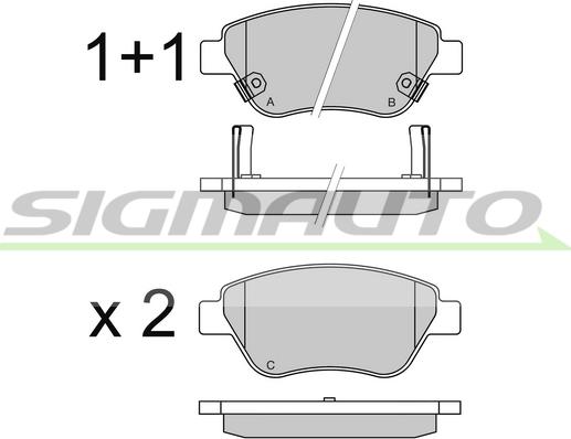 SIGMAUTO SPB577 - Комплект спирачно феродо, дискови спирачки vvparts.bg