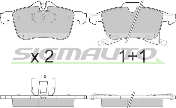 SIGMAUTO SPB093 - Комплект спирачно феродо, дискови спирачки vvparts.bg