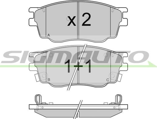 SIGMAUTO SPB092 - Комплект спирачно феродо, дискови спирачки vvparts.bg