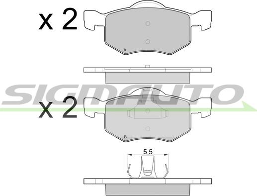 SIGMAUTO SPB058 - Комплект спирачно феродо, дискови спирачки vvparts.bg