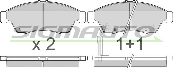 SIGMAUTO SPB017 - Комплект спирачно феродо, дискови спирачки vvparts.bg