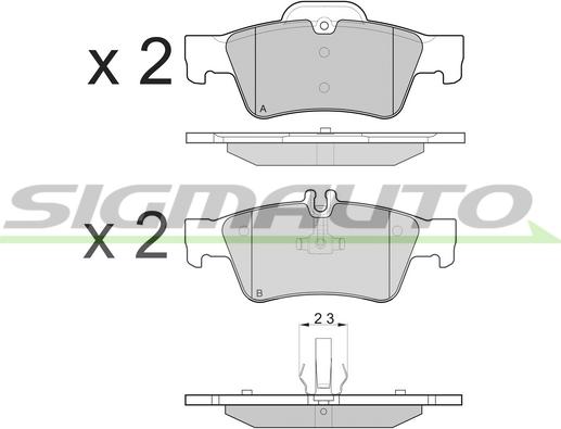 SIGMAUTO SPB088 - Комплект спирачно феродо, дискови спирачки vvparts.bg