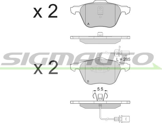 SIGMAUTO SPB076 - Комплект спирачно феродо, дискови спирачки vvparts.bg