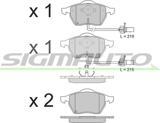 SIGMAUTO SPB071 - Комплект спирачно феродо, дискови спирачки vvparts.bg