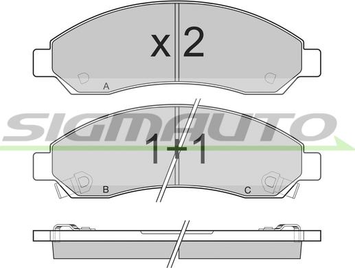 SIGMAUTO SPB199 - Комплект спирачно феродо, дискови спирачки vvparts.bg