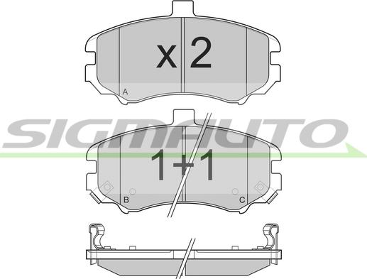 SIGMAUTO SPB197 - Комплект спирачно феродо, дискови спирачки vvparts.bg