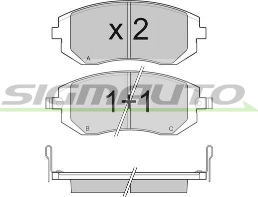 SIGMAUTO SPB158 - Комплект спирачно феродо, дискови спирачки vvparts.bg