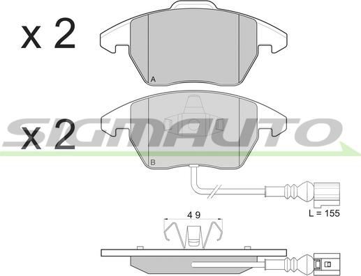 SIGMAUTO SPB103 - Комплект спирачно феродо, дискови спирачки vvparts.bg