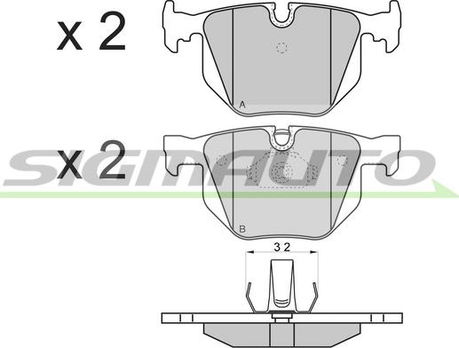 SIGMAUTO SPB102 - Комплект спирачно феродо, дискови спирачки vvparts.bg