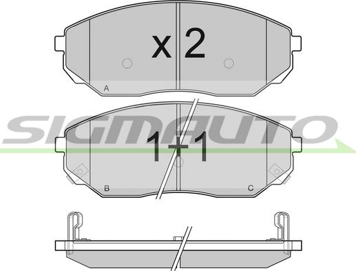 SIGMAUTO SPB116 - Комплект спирачно феродо, дискови спирачки vvparts.bg