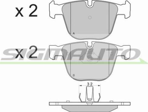 SIGMAUTO SPB129 - Комплект спирачно феродо, дискови спирачки vvparts.bg