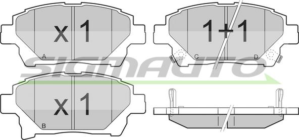 SIGMAUTO SPB393 - Комплект спирачно феродо, дискови спирачки vvparts.bg