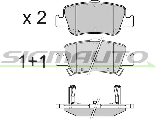 SIGMAUTO SPB341 - Комплект спирачно феродо, дискови спирачки vvparts.bg