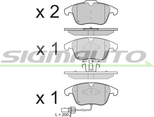 SIGMAUTO SPB348 - Комплект спирачно феродо, дискови спирачки vvparts.bg