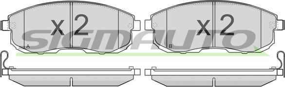 SIGMAUTO SPB342 - Комплект спирачно феродо, дискови спирачки vvparts.bg