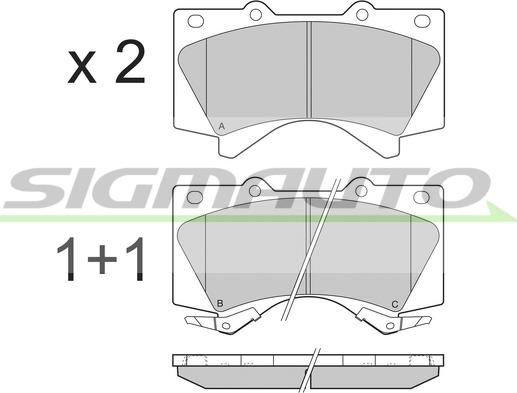 SIGMAUTO SPB381 - Комплект спирачно феродо, дискови спирачки vvparts.bg