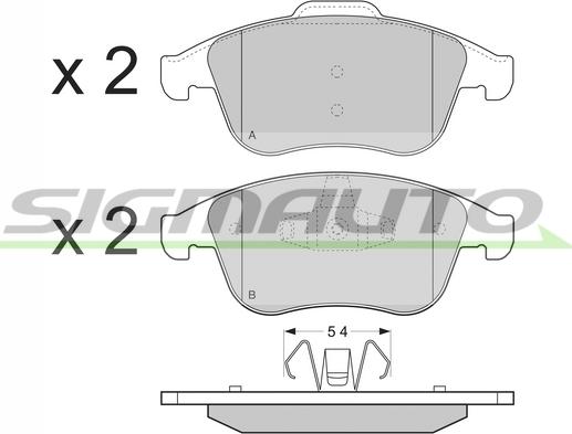 SIGMAUTO SPB383 - Комплект спирачно феродо, дискови спирачки vvparts.bg