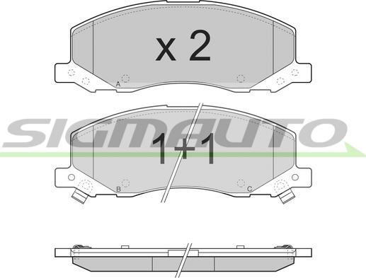 SIGMAUTO SPB378 - Комплект спирачно феродо, дискови спирачки vvparts.bg