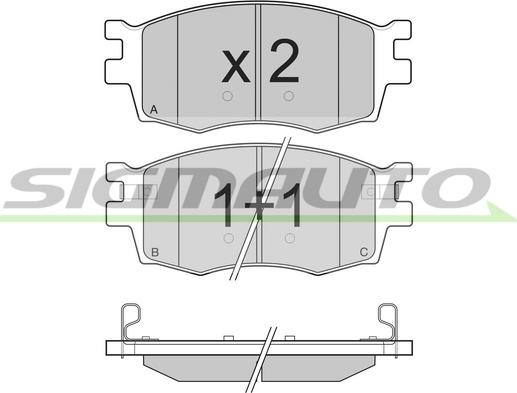 SIGMAUTO SPB240 - Комплект спирачно феродо, дискови спирачки vvparts.bg