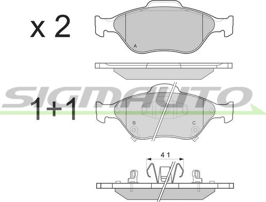 SIGMAUTO SPB255 - Комплект спирачно феродо, дискови спирачки vvparts.bg