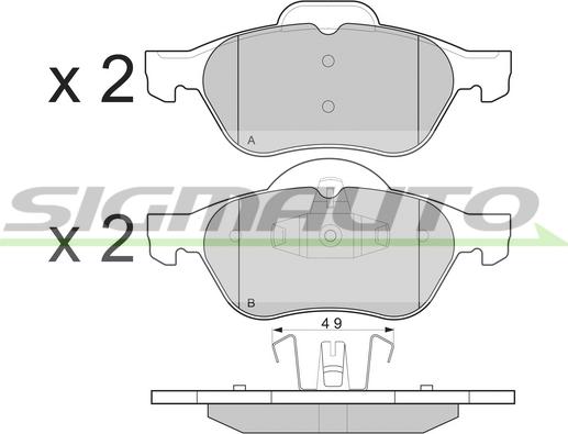 SIGMAUTO SPB264 - Комплект спирачно феродо, дискови спирачки vvparts.bg