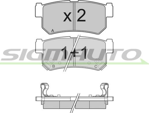 SIGMAUTO SPB203 - Комплект спирачно феродо, дискови спирачки vvparts.bg